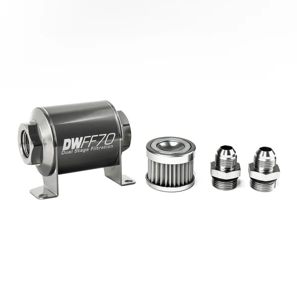 Kit Filtro Combustible En Línea DeatschWerks -8AN 5 Micras 70mm