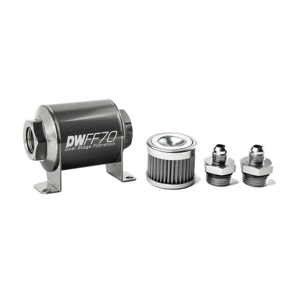 Kit De Filtro De Combustible En Línea DeatschWerks -6AN 40 Micras 70mm