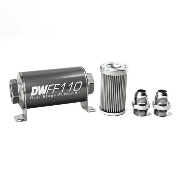 Kit De Filtro De Combustible En Línea DeatschWerks -10AN 10 Micras 110mm