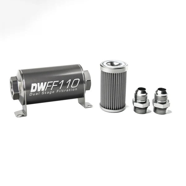 Kit Filtro de Combustible En Línea DeatschWerks -10AN 100 Micras 110mm