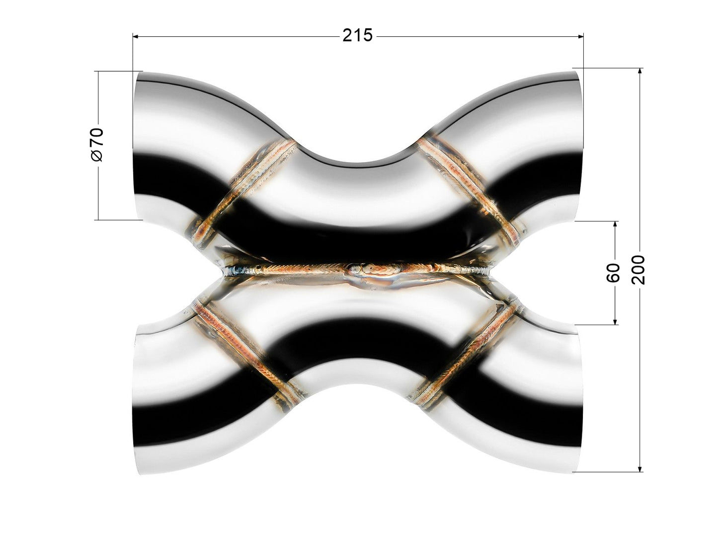 X-Pipe FMIC.Pro 70mm Soldada, Acero Inoxidable 304 - Imagen 4