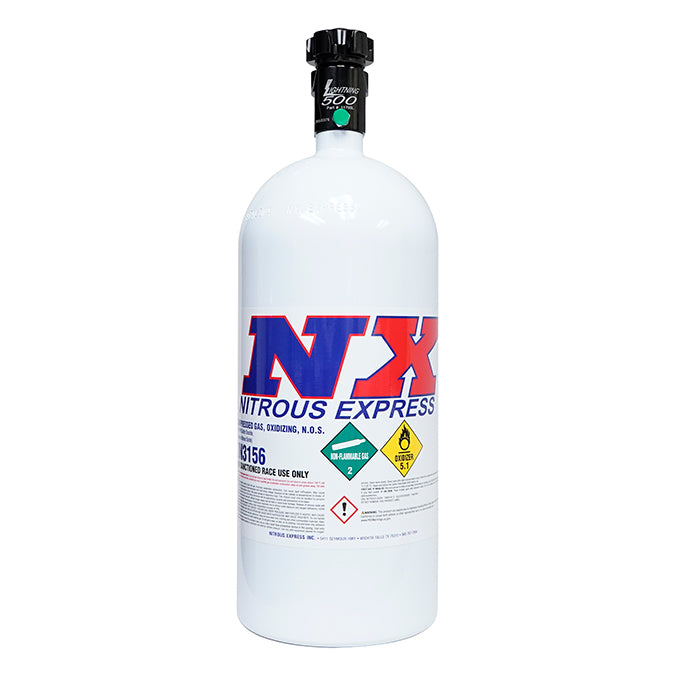 Botella 10Lb Lightning 500 Válvula 6AN Nipple 6.89 Dia x 20.19 Tall Nitrous Express NX 11100-6