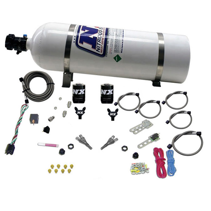 Sistema Nitroso Doble Inyector con Botella 15Lb GM TBI ALL (50-125HP) NX 20218-15