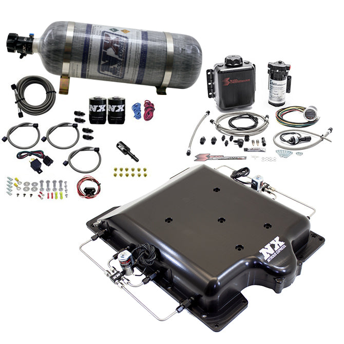 Tapa de Compresor Billet con Nitroso y Agua/Metanol + Botella 12Lb Dodge Hellcat/Demon Nitrous Express NX 20972BMF-12