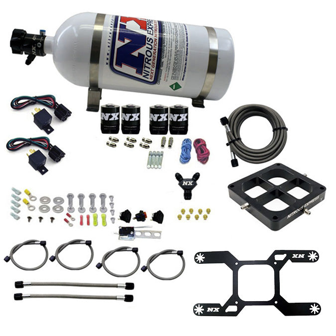 Sistema de Placa Billet Crossbar Dry Quad Stage 100-2000HP Nitrous Express NX 66447-10, Brida 4500, 10LB