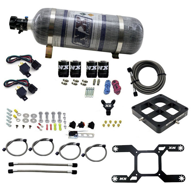 Sistema de Placa Billet Crossbar Dry Quad Stage 100-2000HP Nitrous Express NX 66447-12, Brida 4500, 12LB