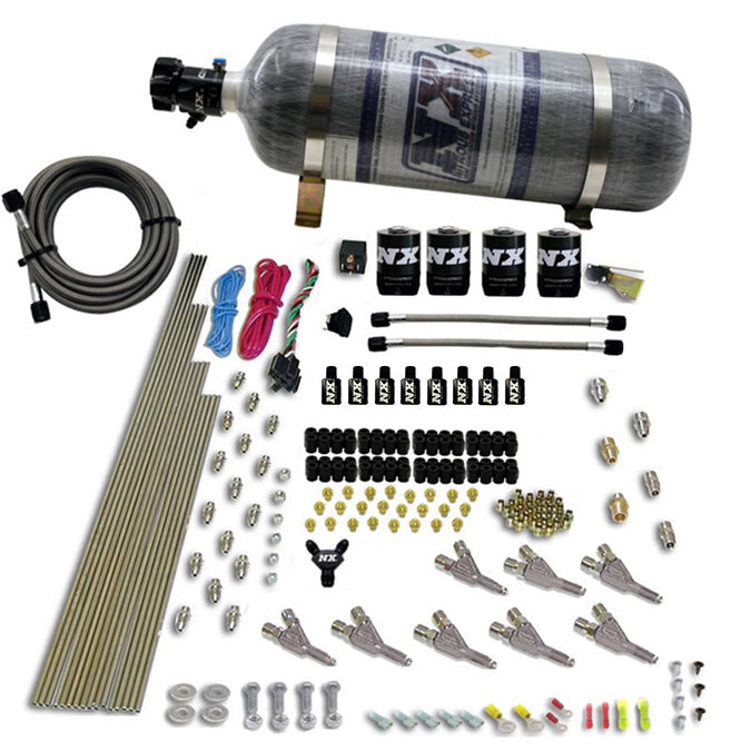 Kit Nitroso NX 80016-12 8 Cilindros SSV, 4 Solenoides, Botella Carbono 12Lb, 200-500Hp