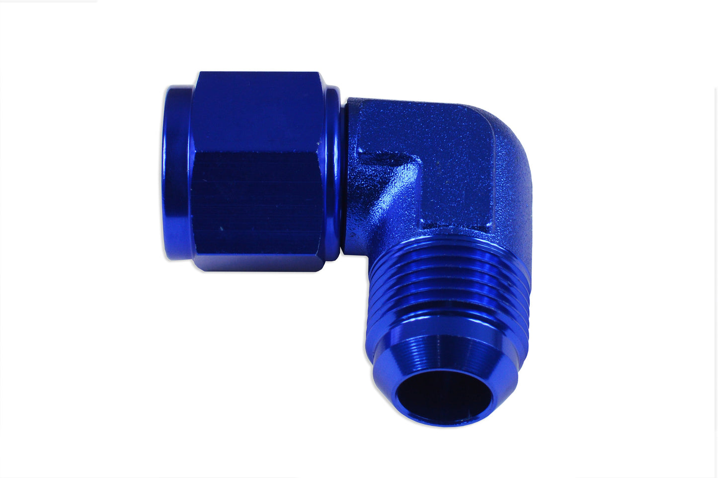 Adaptador AN4 90º Hembra-Macho Para Manguera, Azul - Imagen 4