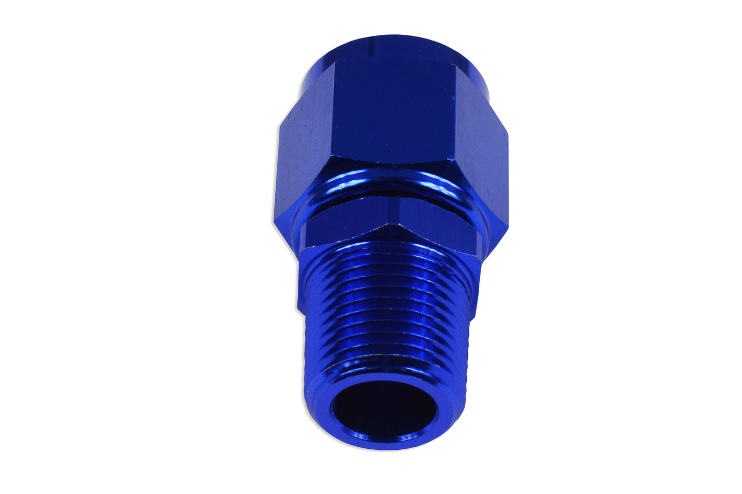 Racor AN-8 AN8 JIC Abocardado a 1/2 NPT Hembra-Macho Recto Azul - Imagen 3
