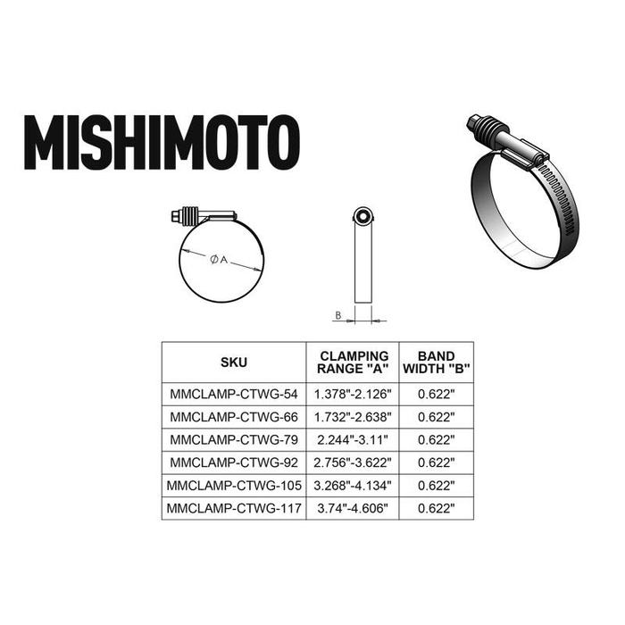 Mishimoto MMCLAMP-CTWG-79 Abrazadera de Tornillo Sin Fin de Tensión Constante (57mm-79mm) - Imagen 3