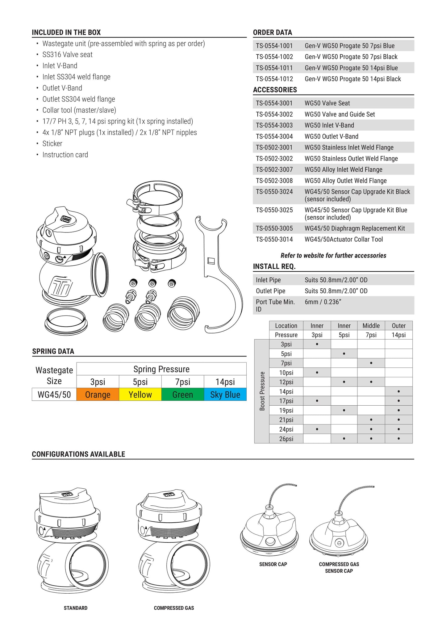 Válvula de Descarga Externa Turbosmart TS-0554-1013 GenV ProGate50 14psi - Imagen 3