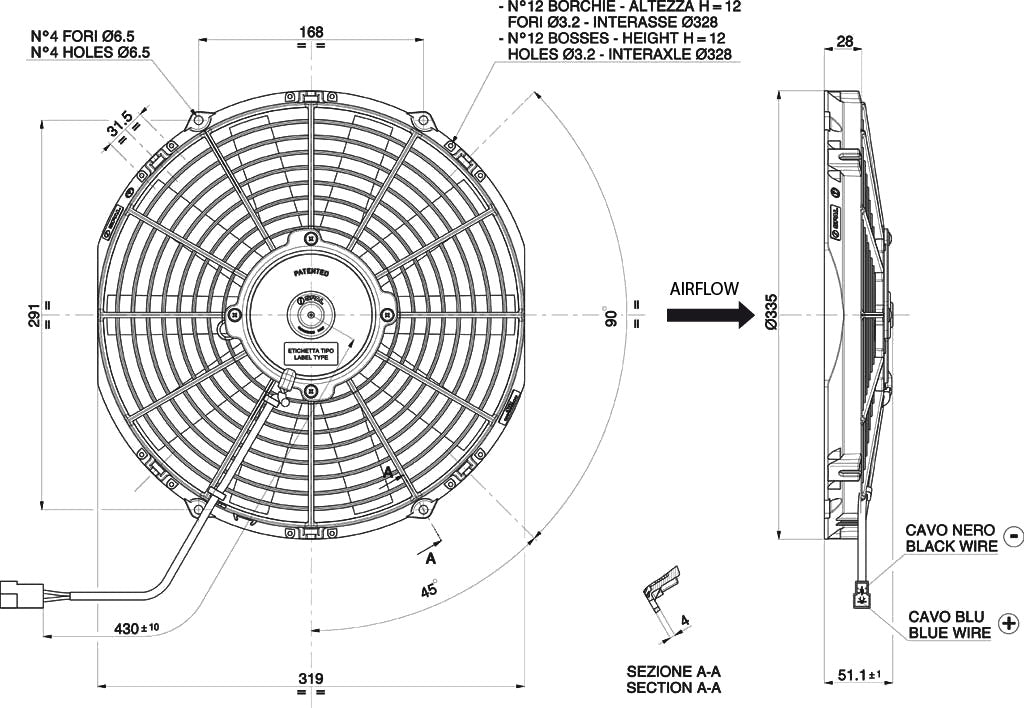 Electroventilador de Aspiración Axial SPAL 12V VA09-AP8/C-27A (280 mm) - Imagen 2