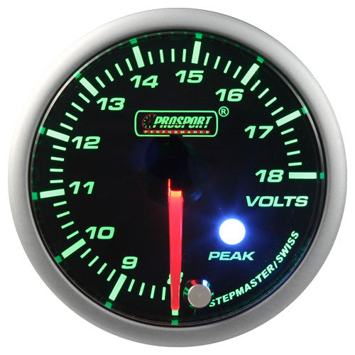 Indicador de Voltaje Prosport Stepper Motor Peak Series 52mm Verde - Imagen 2