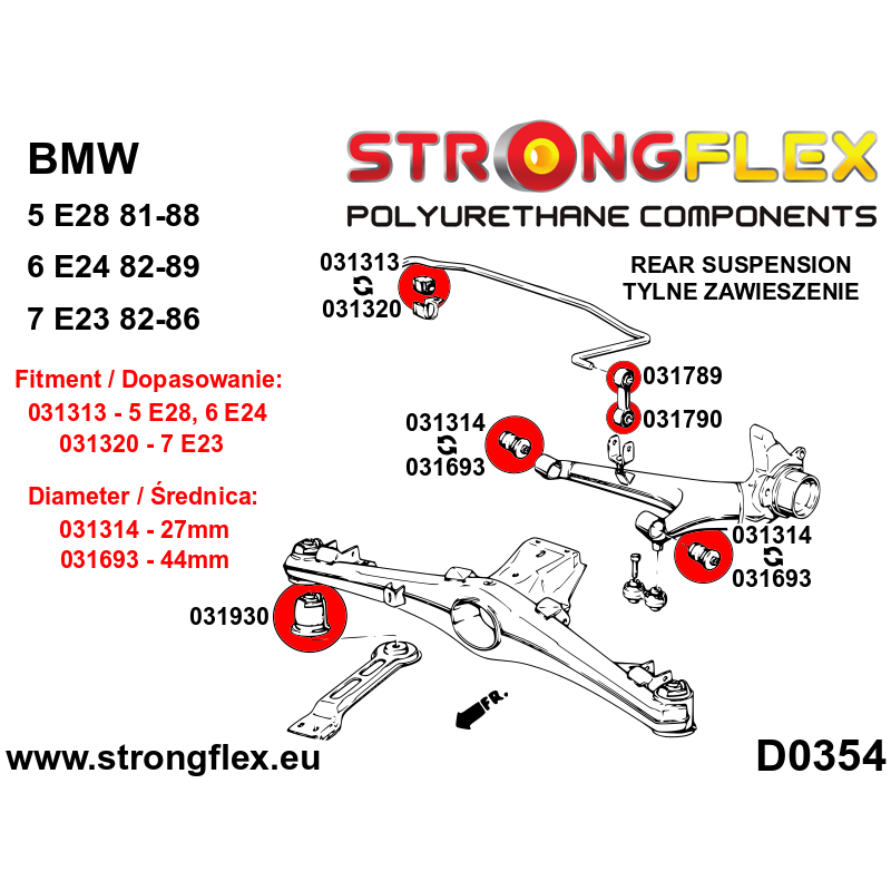 036052B: Kit Completo de Silentblocks de Poliuretano para BMW 5 E28 / 6 E24 - Imagen 5