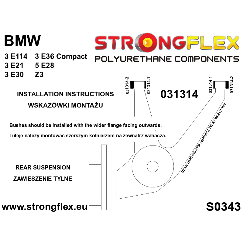 036052B: Kit Completo de Silentblocks de Poliuretano para BMW 5 E28 / 6 E24