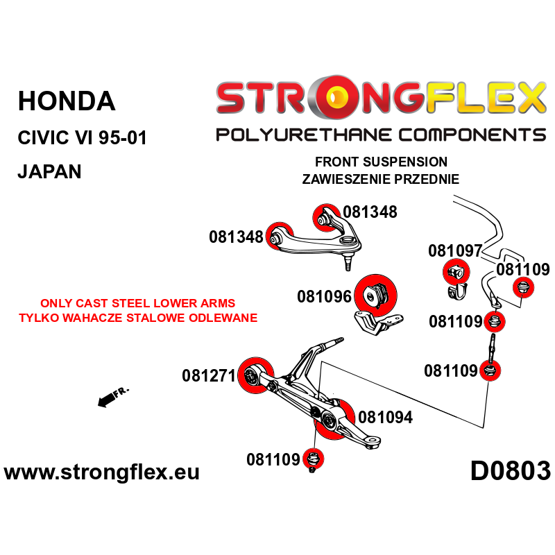 Kit de Silentblocks Suspensión Delantera Honda Civic VI '95-'00 - Imagen 2