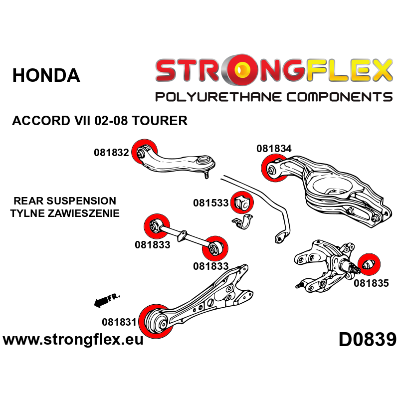086234A: Kit Completo de Silentblocks de Suspensión SPORT para Honda Accord VII (02-08) Tourer CM - Imagen 3