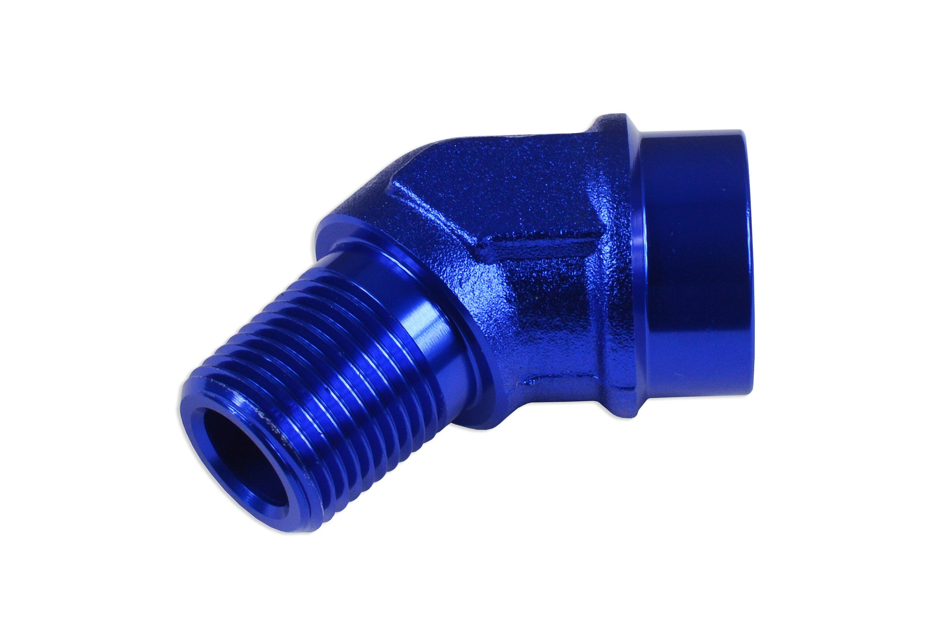 Adaptador 1/4 NPT 45º, Racor de Manguera Hembra-Macho Azul - Imagen 3