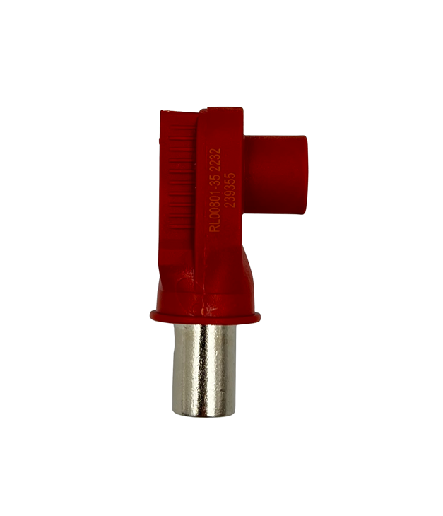 Conector Ecumaster RL00801-35RE; 8.0MM; RADLOK-35MM; Rojo