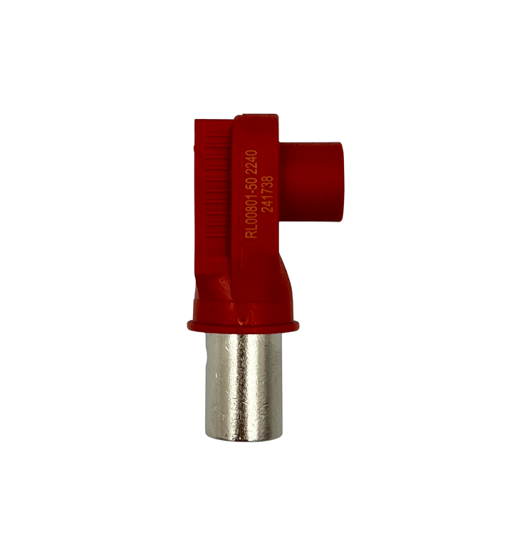 Conector Ecumaster RL00801-50RE; 8.0MM; RADLOK-50MM; Rojo