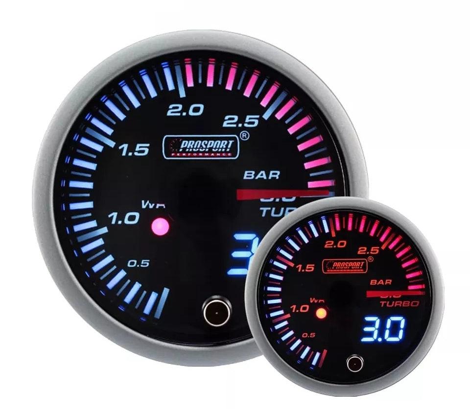 Prosport JDM Series 52mm - Manómetro de Presión 0-3 Bar con Sensor Impermeable