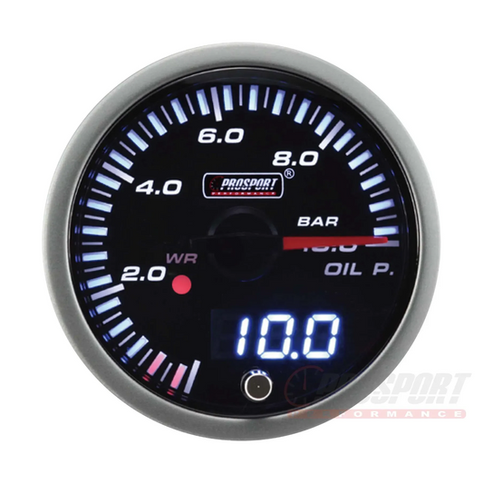 Prosport JDM Series 52mm - Manómetro de Presión de Aceite con Sensor Eléctrico