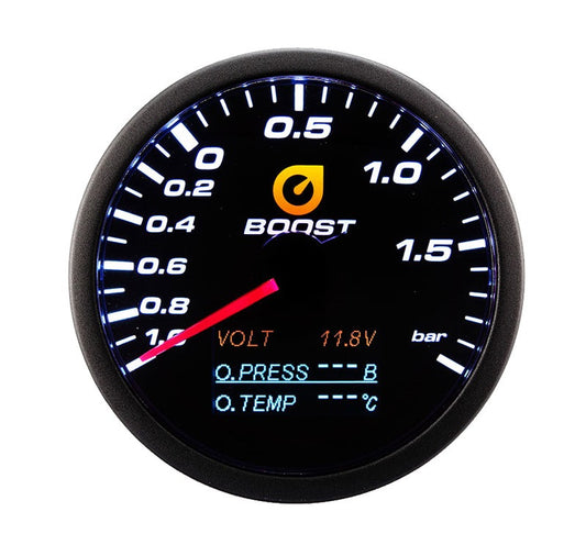 Auto Gauge 60mm - Manómetro 4 en 1 de Presión de Aceite, Temperatura y Voltaje