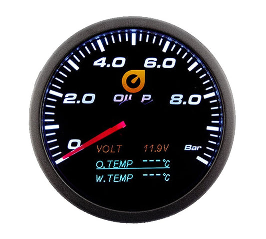Auto Gauge 60mm - Manómetro 4 en 1 Presión Aceite, Voltaje, Temp. Aceite y Agua
