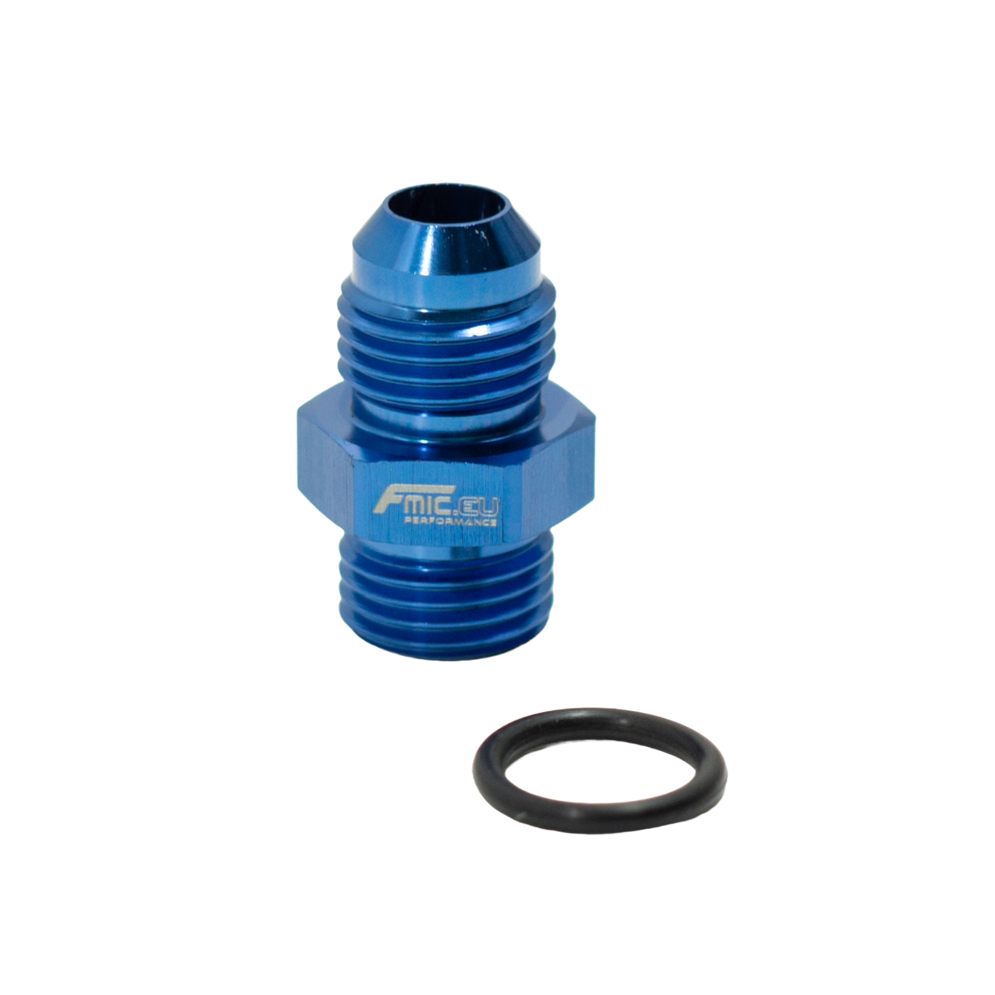 Racor AN6 ORB Macho a AN6 Macho JIC Azul