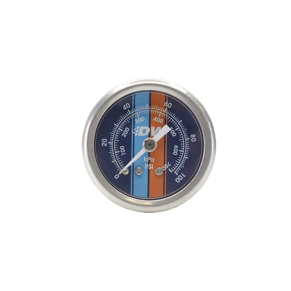 Manómetro Presión Combustible DeatschWerks - Esfera Azul, Logo DW