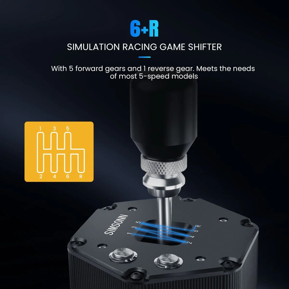 SIMSONN 6+R Palanca de Cambios en H PC USB Simracing - Imagen 6
