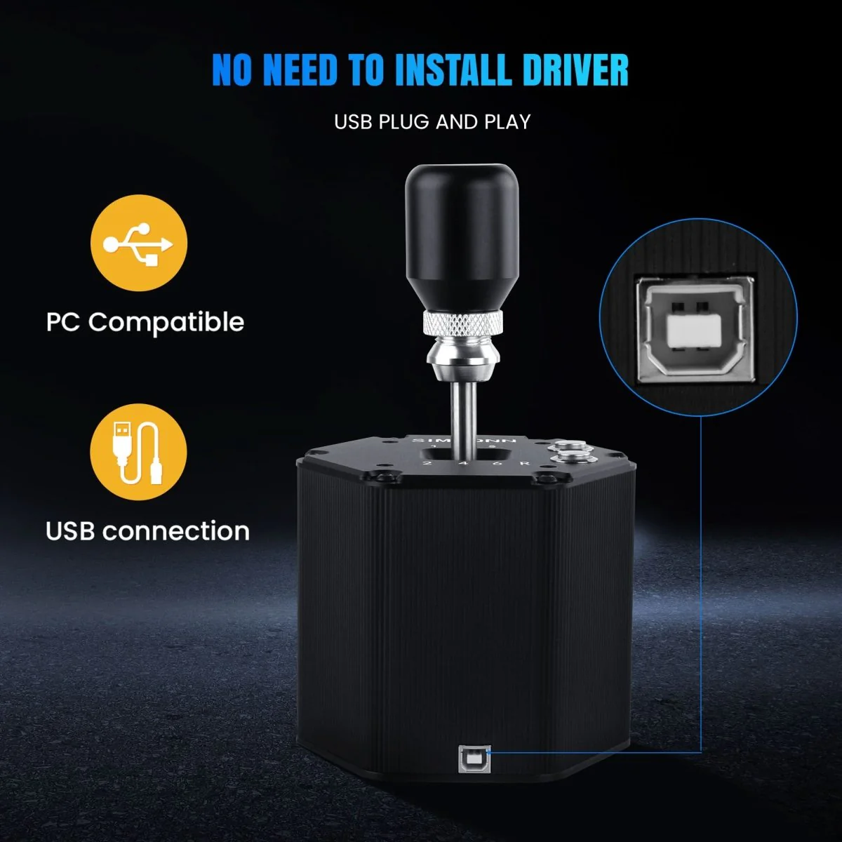 SIMSONN 6+R Palanca de Cambios en H PC USB Simracing - Imagen 8