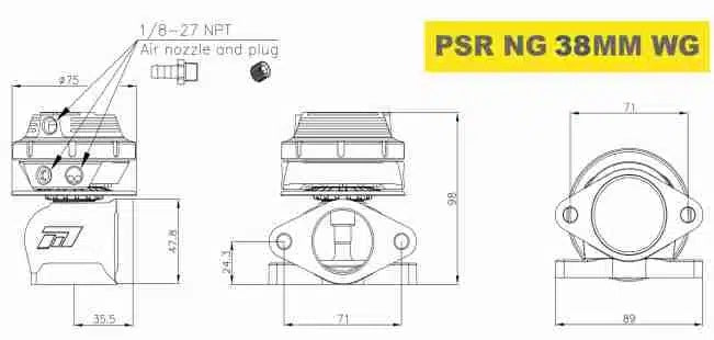 Pulsar PSR Válvula de Descarga Externa 38mm 2-Bolt (Plata) - Imagen 3