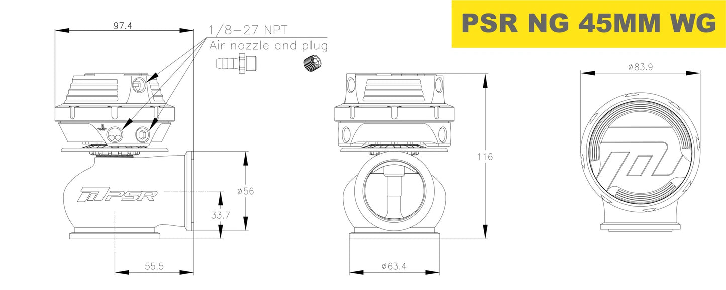 Pulsar PSR Wastegate 45mm V-Band Externa Nueva Generación - Negro - Imagen 5