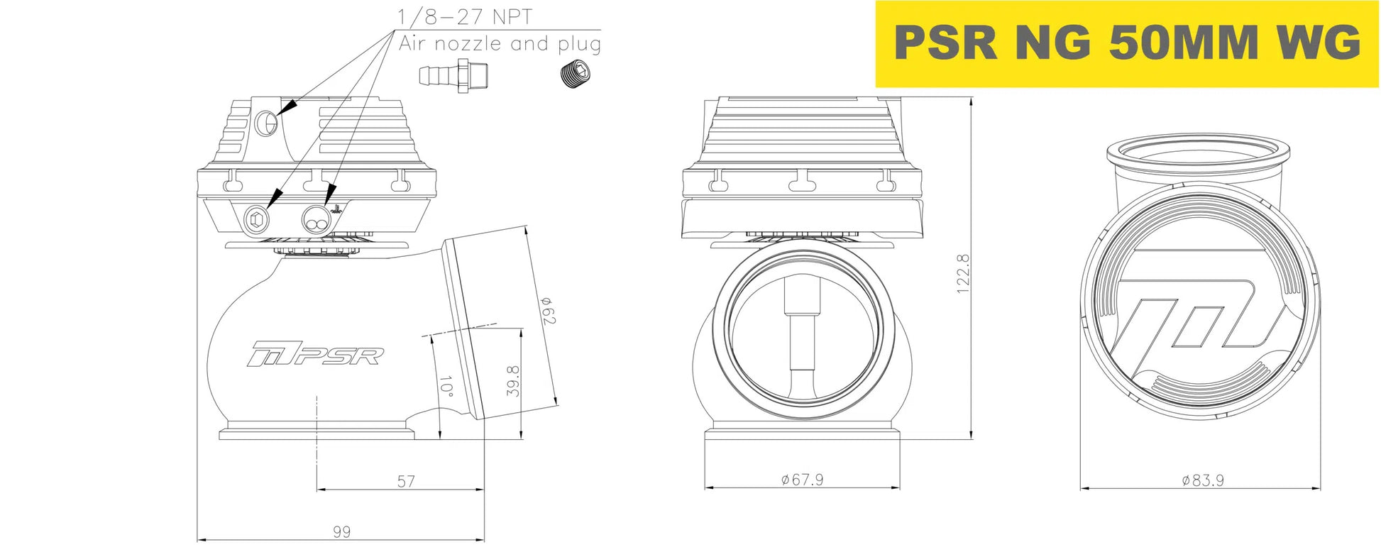 Pulsar PSR Válvula de Descarga Externa 50mm V-Band Plata - Imagen 2