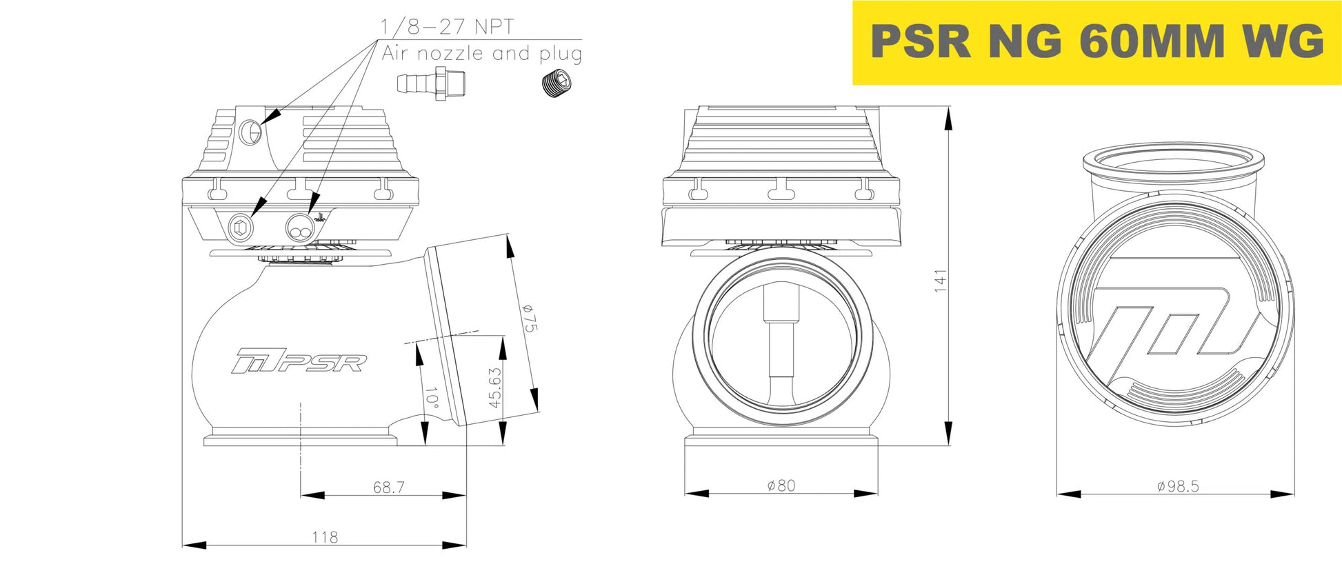 Pulsar PSR Válvula de Descarga Externa 60mm V-Band Plata - Imagen 2