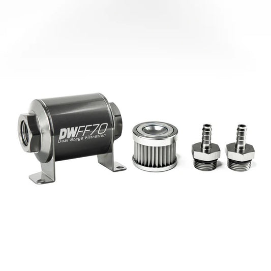Kit De Filtro De Combustible En Línea DeatschWerks, Púas 5/16 In, 5 Micras, 70 mm
