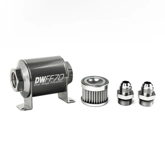 Kit Filtro Combustible En Línea DeatschWerks -8AN 5 Micras 70mm