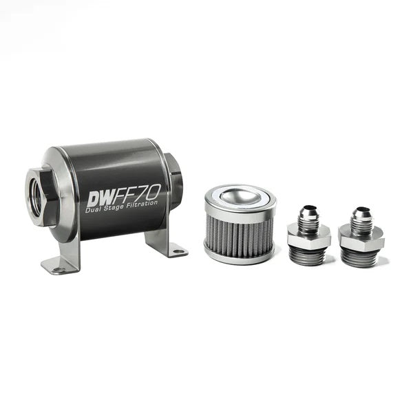 Kit DeatschWerks Filtro Combustible En Línea -6AN 10 Micras 70mm