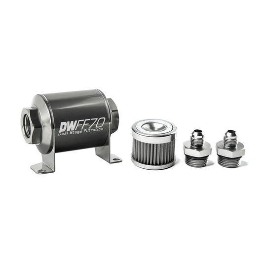 Kit De Filtro De Combustible En Línea DeatschWerks -6AN 40 Micras 70mm