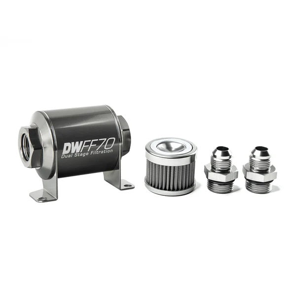 Kit De Filtro De Combustible En Línea DeatschWerks -8AN 40 Micras 70mm