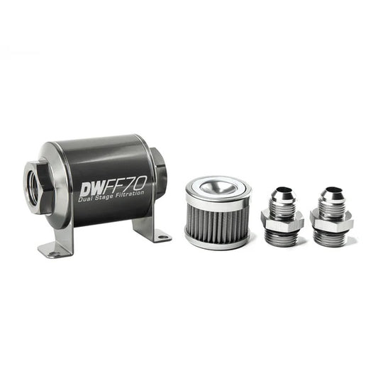 Kit De Filtro De Combustible En Línea DeatschWerks -8AN 40 Micras 70mm