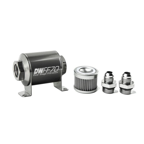 Kit De Filtro De Combustible En Línea DeatschWerks -8AN 100 Micras 70mm