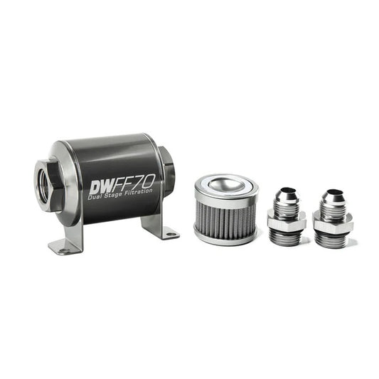 Kit De Filtro De Combustible En Línea DeatschWerks -8AN 100 Micras 70mm