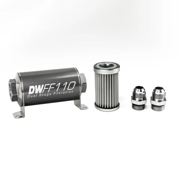 Kit Filtro de Combustible En Línea DeatschWerks -10AN 5 Micras 110mm