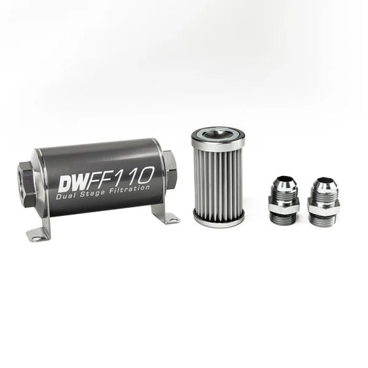Kit Filtro de Combustible En Línea DeatschWerks -10AN 5 Micras 110mm