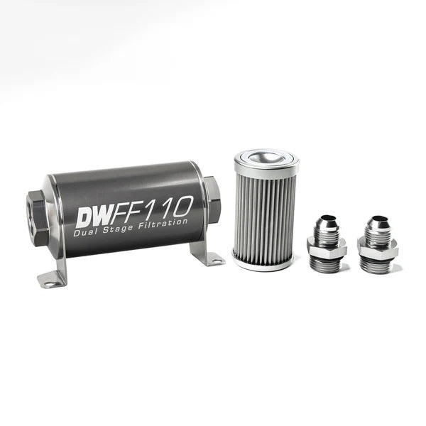 Kit De Filtro De Combustible En Línea DeatschWerks -8AN 10 Micras 110mm
