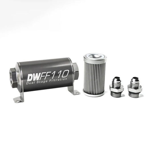 Kit De Filtro De Combustible En Línea DeatschWerks -8AN 10 Micras 110mm