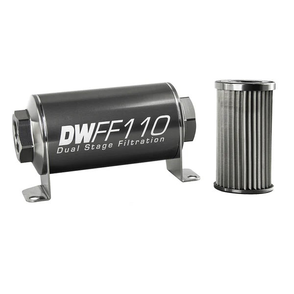 Kit Filtro Combustible En Línea DeatschWerks -10AN Hembra 10 Micras 110mm