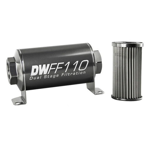 Kit Filtro Combustible En Línea DeatschWerks -10AN Hembra 10 Micras 110mm
